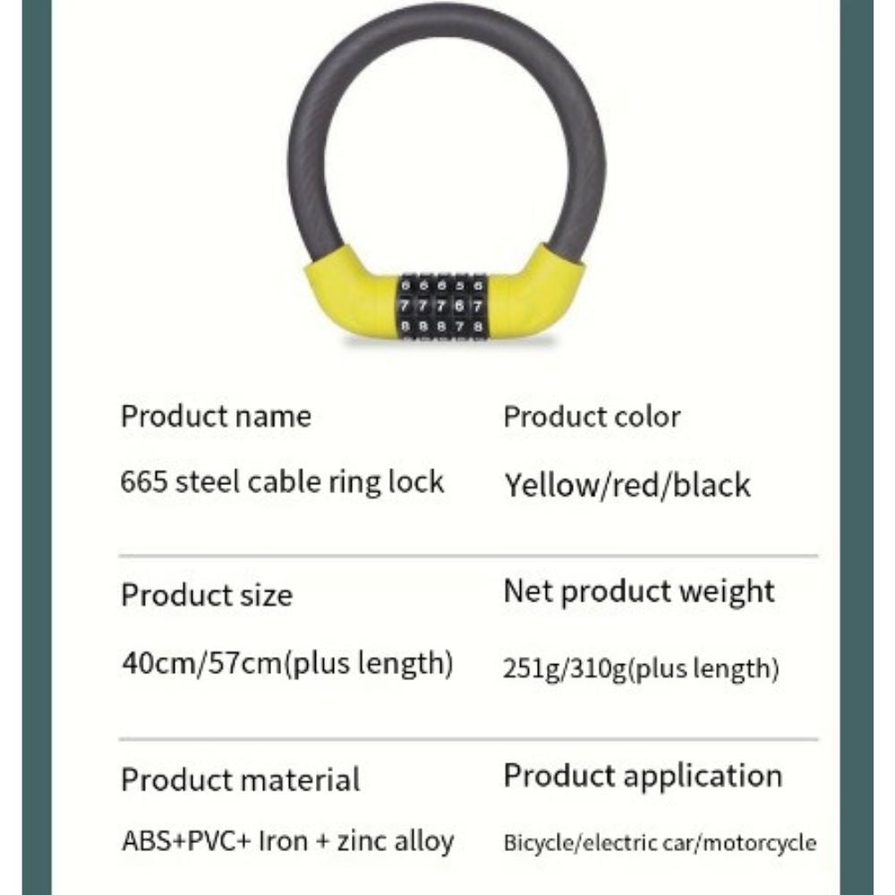 5 Digit Steel Cable Ring Bike Lock