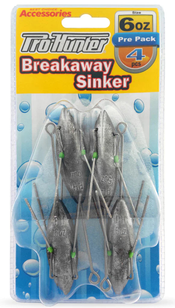 Breakaway Sinkers 6 oz ( pack of 4 ) Pro Hunter