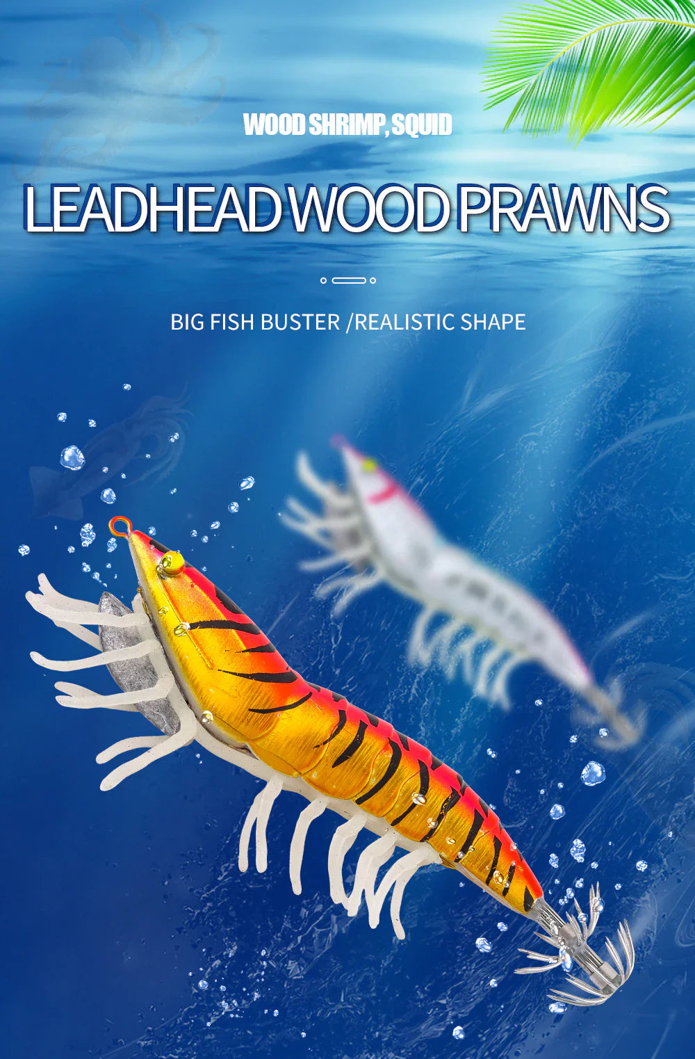 5Pk Lead Head Prawns 90mm x 21g Mixed Colours