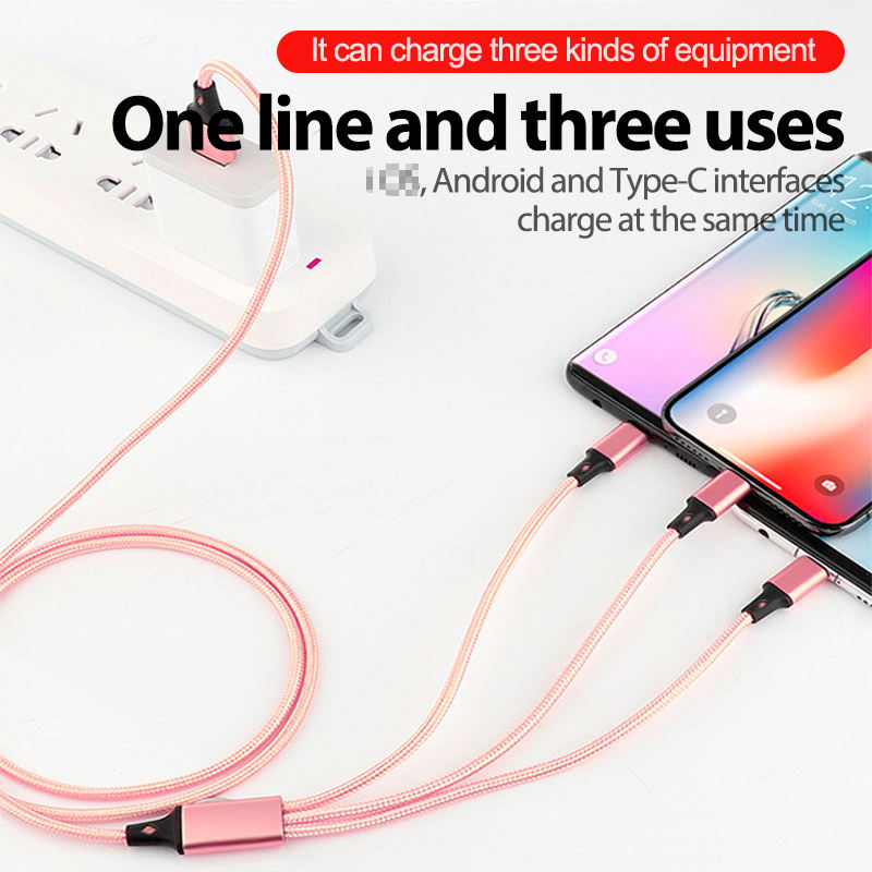 3 in 1 Super Phone Charge and Data Cable for Iphone Samsung Huawei - 1.2 M Cable