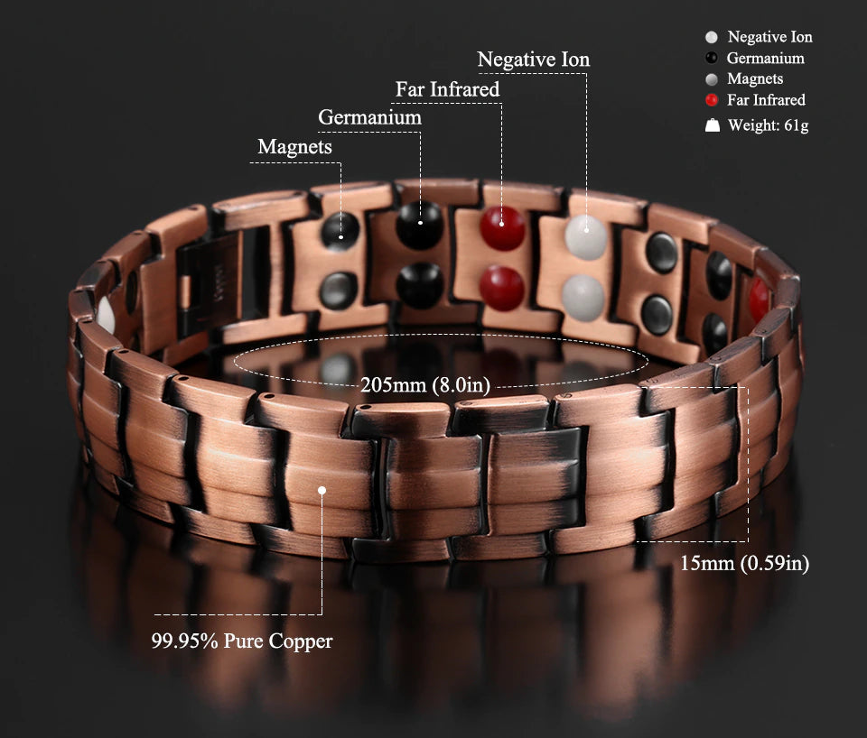 Copper Double Row Bio Elements Energy Germanium Bracelet