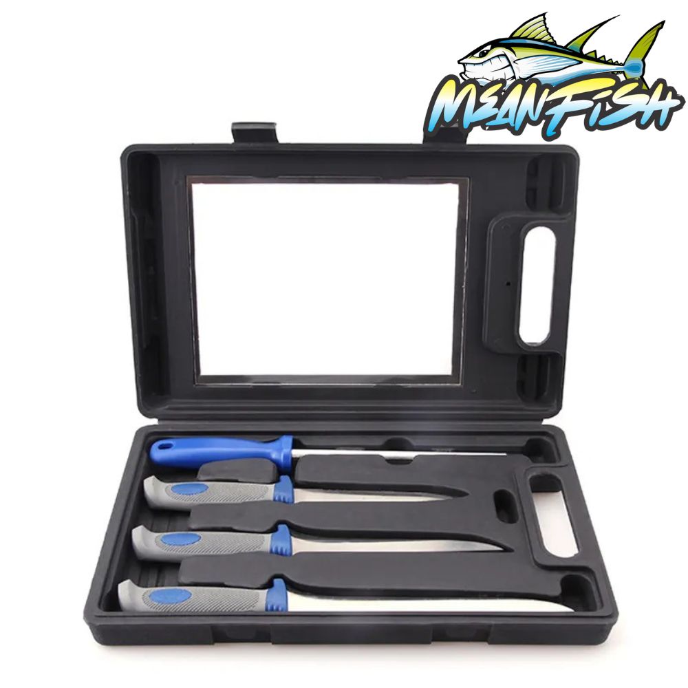 4pc Fillet Knife Set with Case and Sharpener