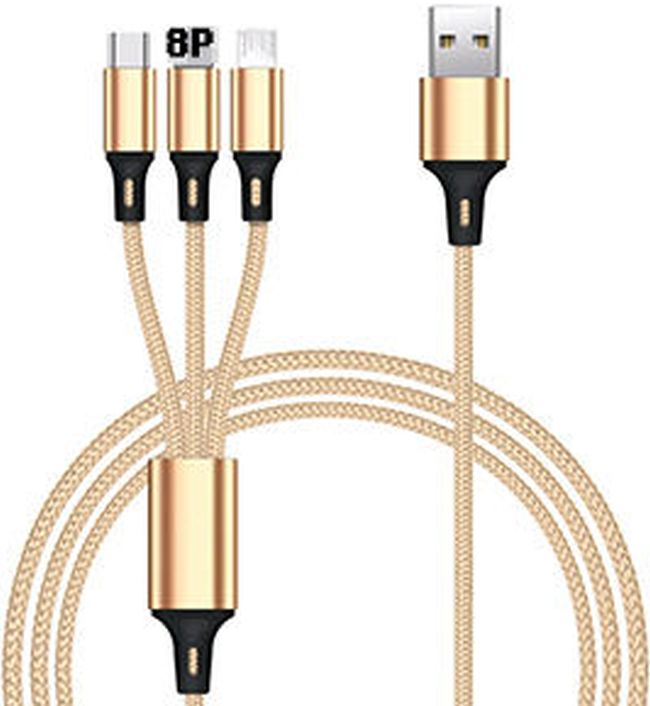 3 in 1 Super Phone Charge and Data Cable for Iphone Samsung Huawei - 1.2 M Cable