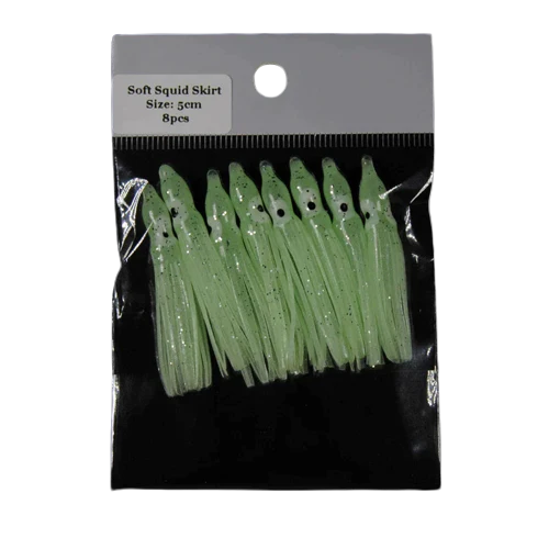 White Lumo 5cm Octopus Luminous Skirts ( Pack of 8)