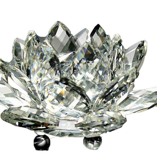 White 80mm Quartz Crystal Lotus Flower