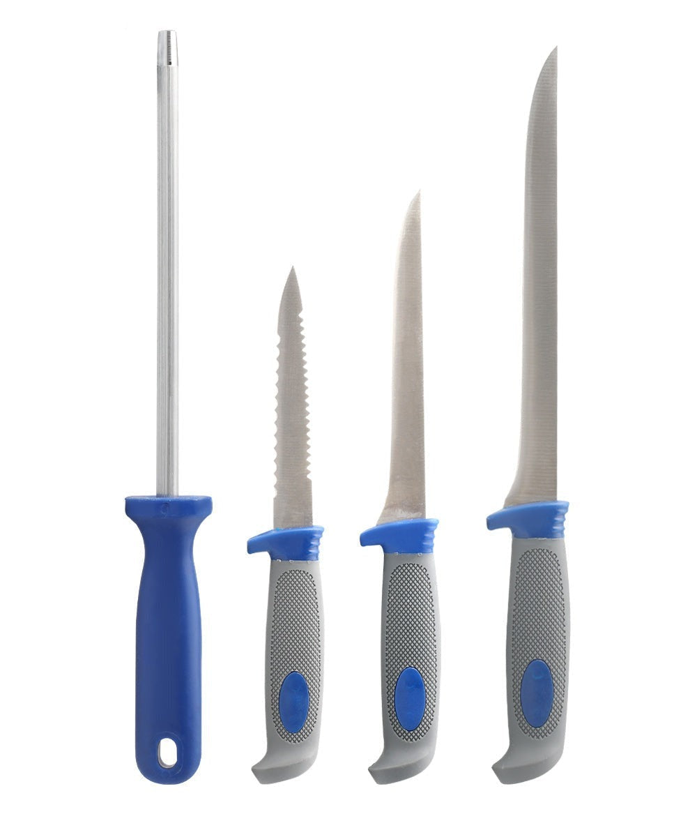 4pc Fillet Knife Set with Case and Sharpener