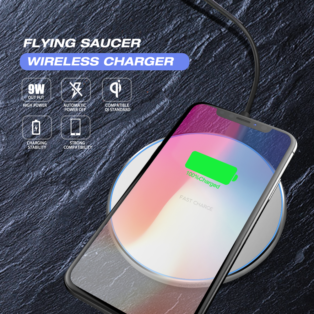 15w Fast Wireless Phone Charger Pad for iPhone or Samsung - Silver