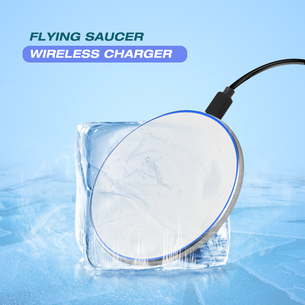 15w Fast Wireless Phone Charger Pad for iPhone or Samsung - Silver