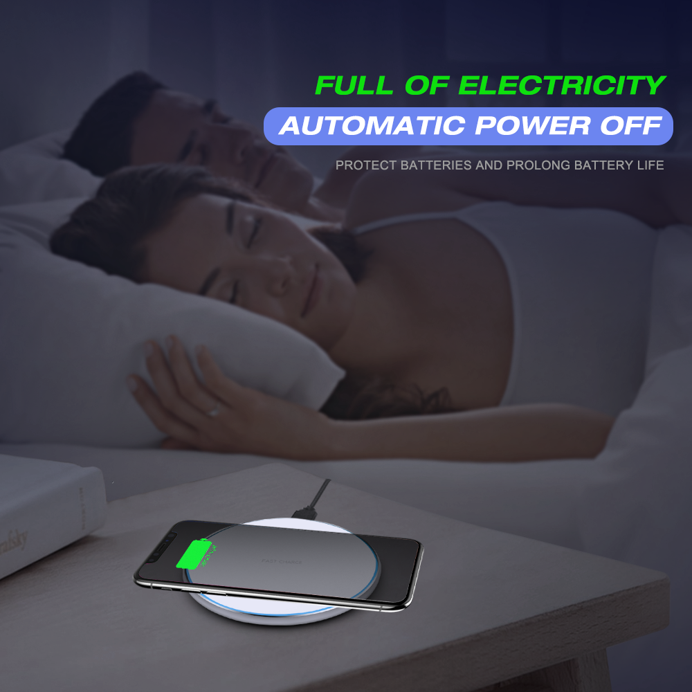 15w Fast Wireless Phone Charger Pad for iPhone or Samsung - Silver