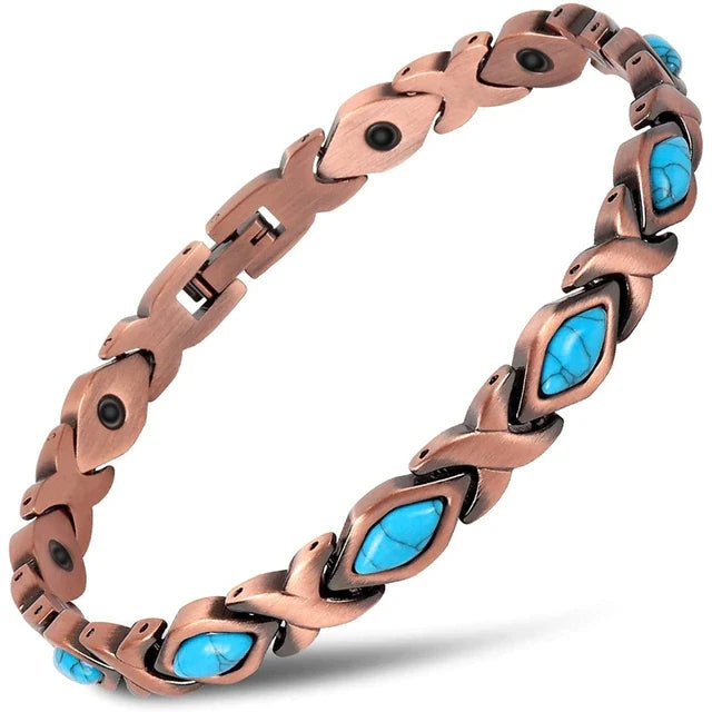 Womans Magnetic Copper Bracelet -Blue #530-1
