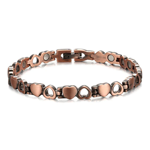 Womans Magnetic Bracelet - Copper Hearts #573