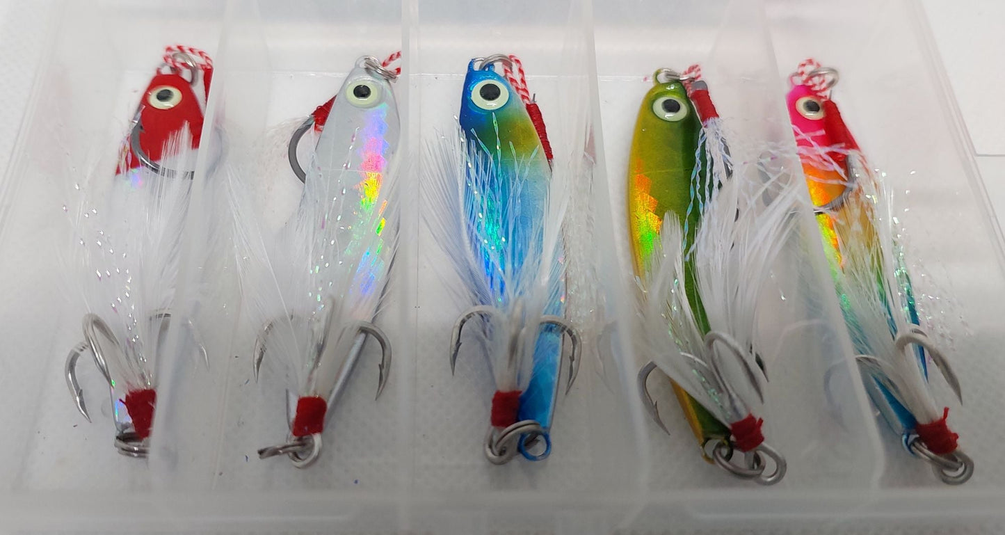 5 x15 gram Lures with Tackle Box for Trout Salmon Kahawai