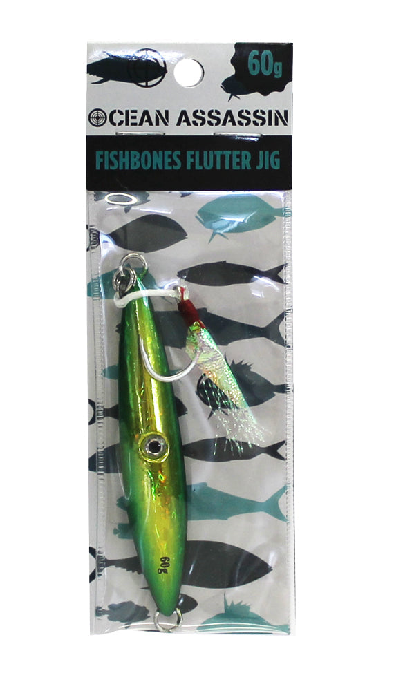 Ocean Assassin Fishbones Flutter Jig - Green