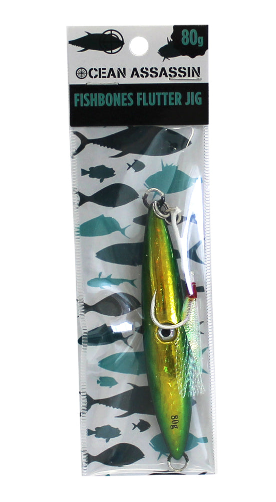 Ocean Assassin Fishbones Flutter Jig - Green