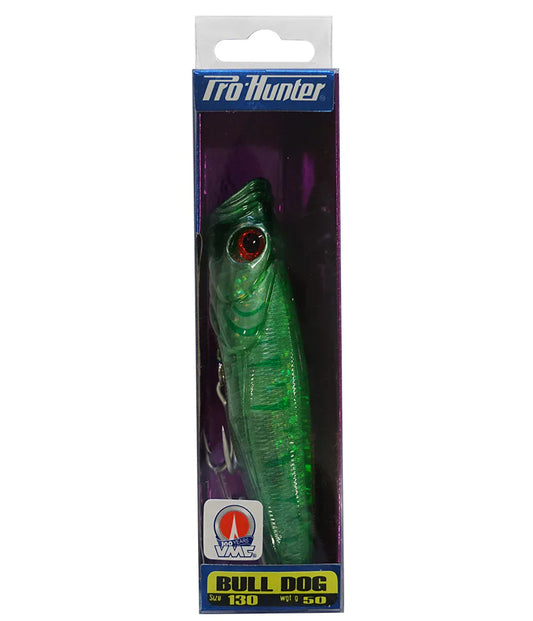 Pro Hunter Pop Bull Dog 130mm - Crystal Green - Great for Kingfish