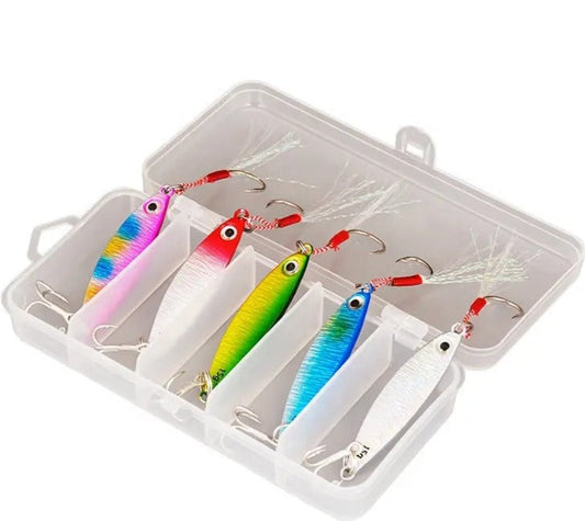 5 x 15 gram Lures with Tackle Box for Trout Salmon Kahawai