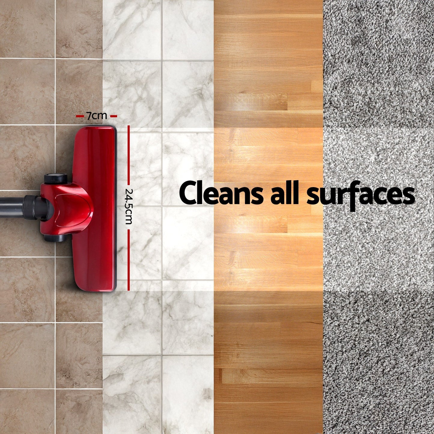 Devanti Stick Vacuum Cleaner Handheld Corded 450W Red